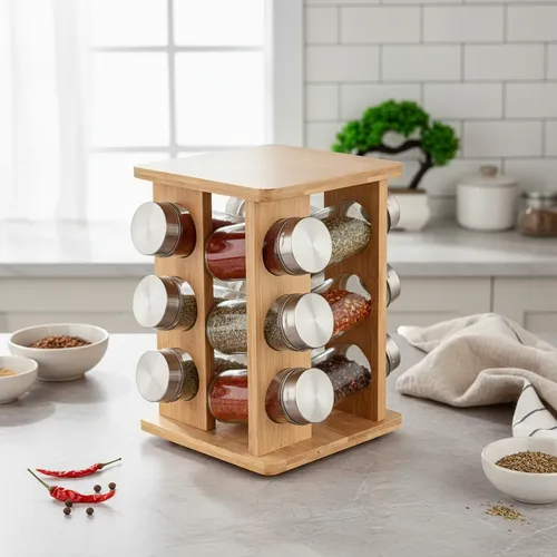 Organizador de especias de madera